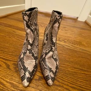Marc Fisher faux snakeskin block heel booties
